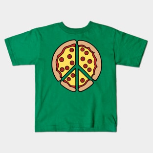 Peace Sign Made out of Pizza - Cheesy Pepperoni Love Kids T-Shirt